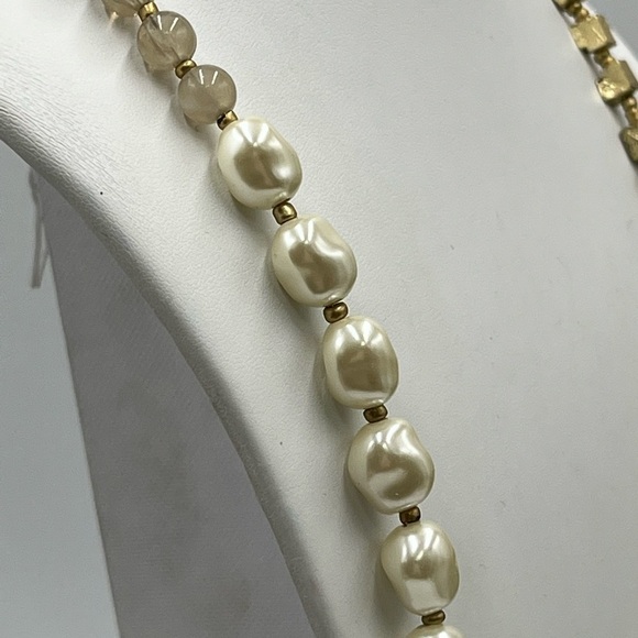 CHICOS Gold Tone Crystal Beads Rhinestone Cross Medallion Tassel Adj Necklace - Picture 16 of 16